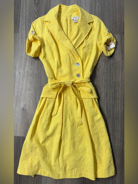 Liz Claiborne Dresses & Skirts - Liz Claiborne Yellow Textured Fit Flare Dress Kentucky Derby Spring Wedding 10P